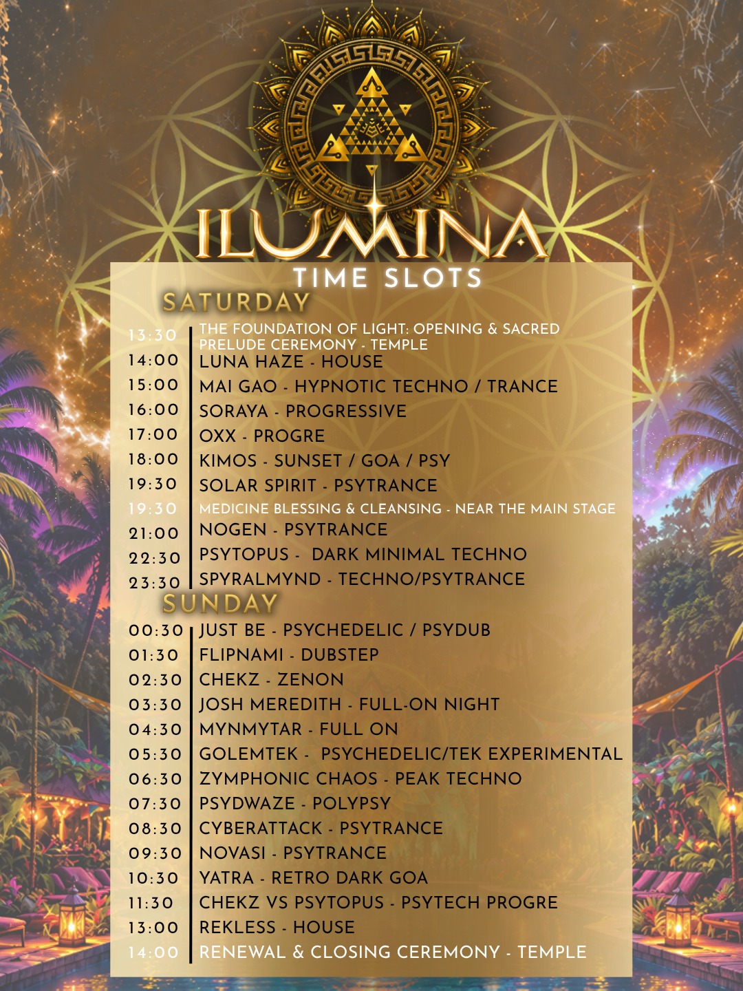 ILUMINA Timetable