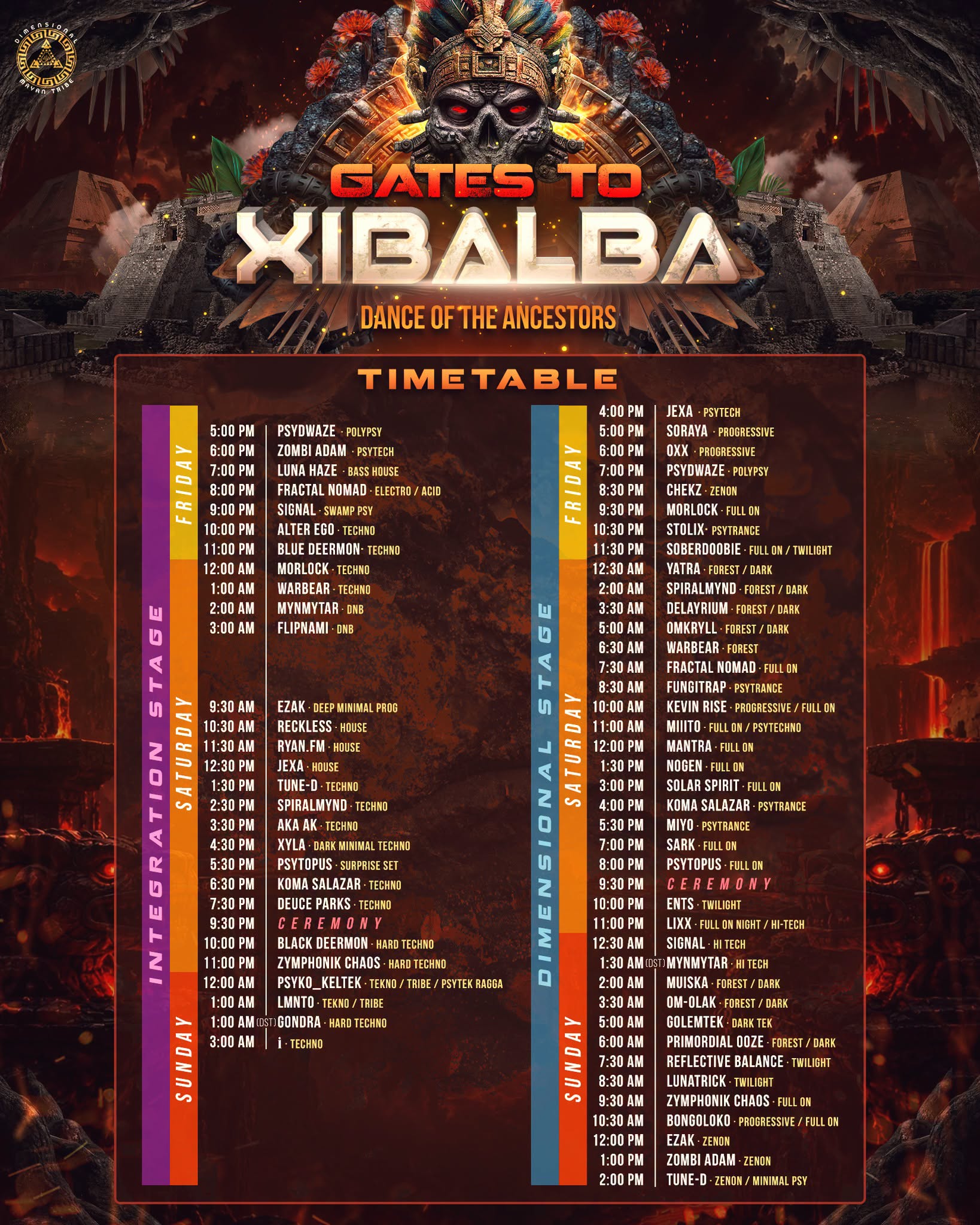 Gates to Xibalba Timetable